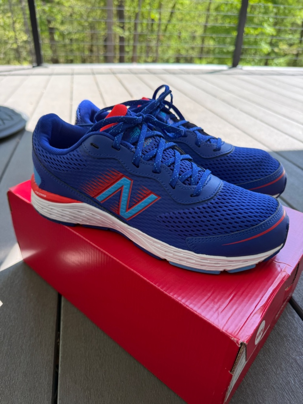 New Balance Kids Blue Sneakers with Red and White Accents